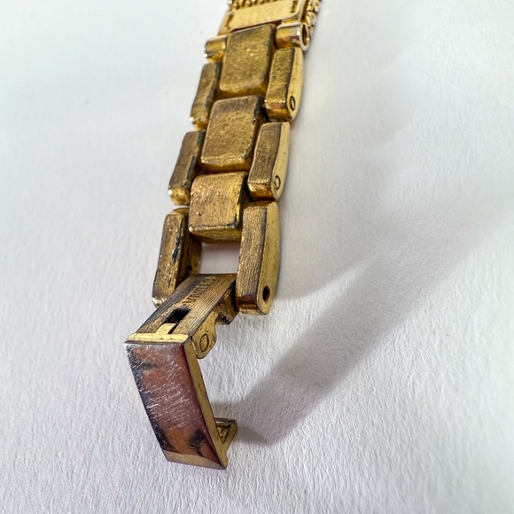 ⌚️ Vintage George Gold-Tone Ladies Dress Watch Diamond-Style Accents Blue Dial - Picture 9 of 11